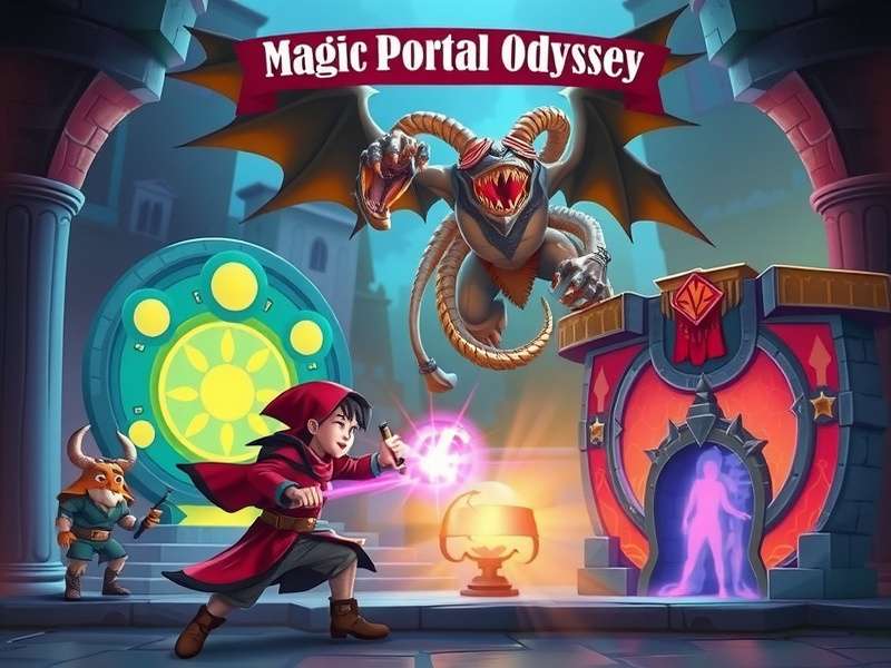 Magic Portal Odyssey game banner showing portals and fantasy creatures