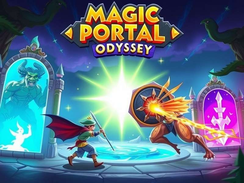 Magic Portal Odyssey gameplay showing player fighting mythical creature